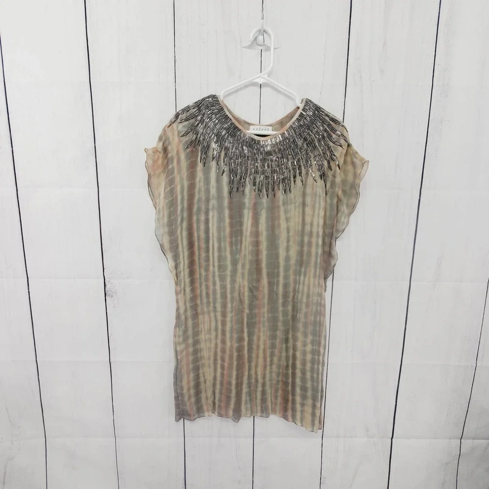 Velvet by Graham & Spencer Women's Beaded Tie Dye Dress Like New Womens XXS - Picture 5 of 6
